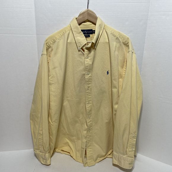 Ralph Lauren Blake Button Down Shirt, XL, Yellow, Long Sleeve, Blue Pony - Picture 2 of 12